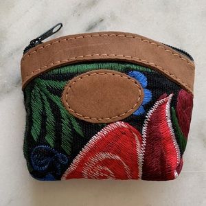 Mexican Embroidered Suade Coin Purse